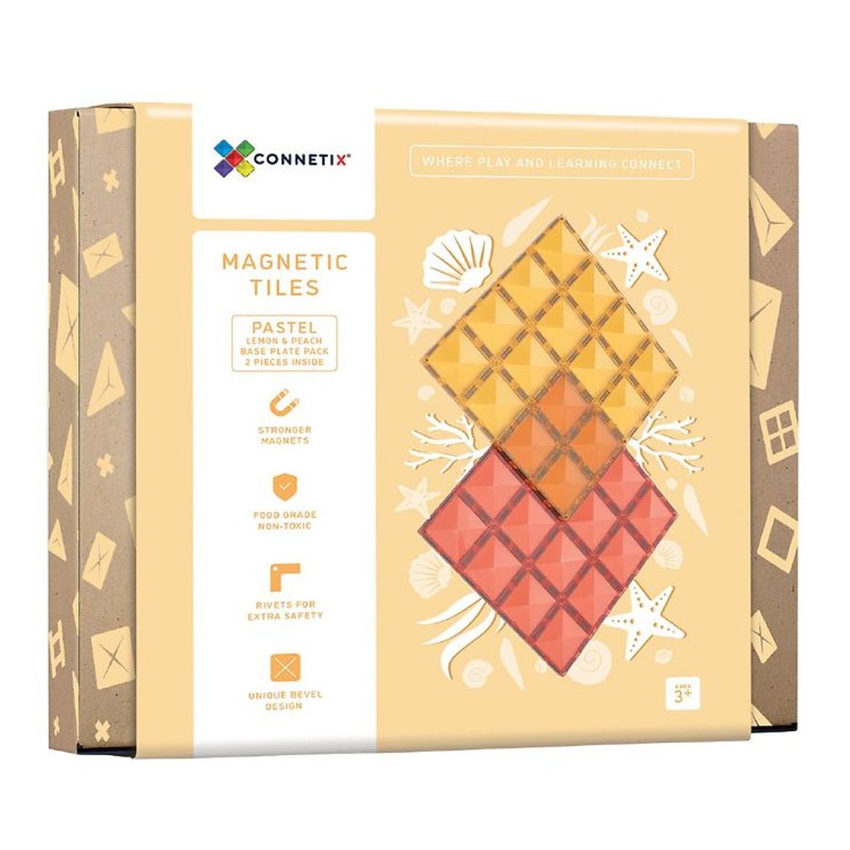 Connetix Magnetplader - 2-Dele - Lemon & Peach