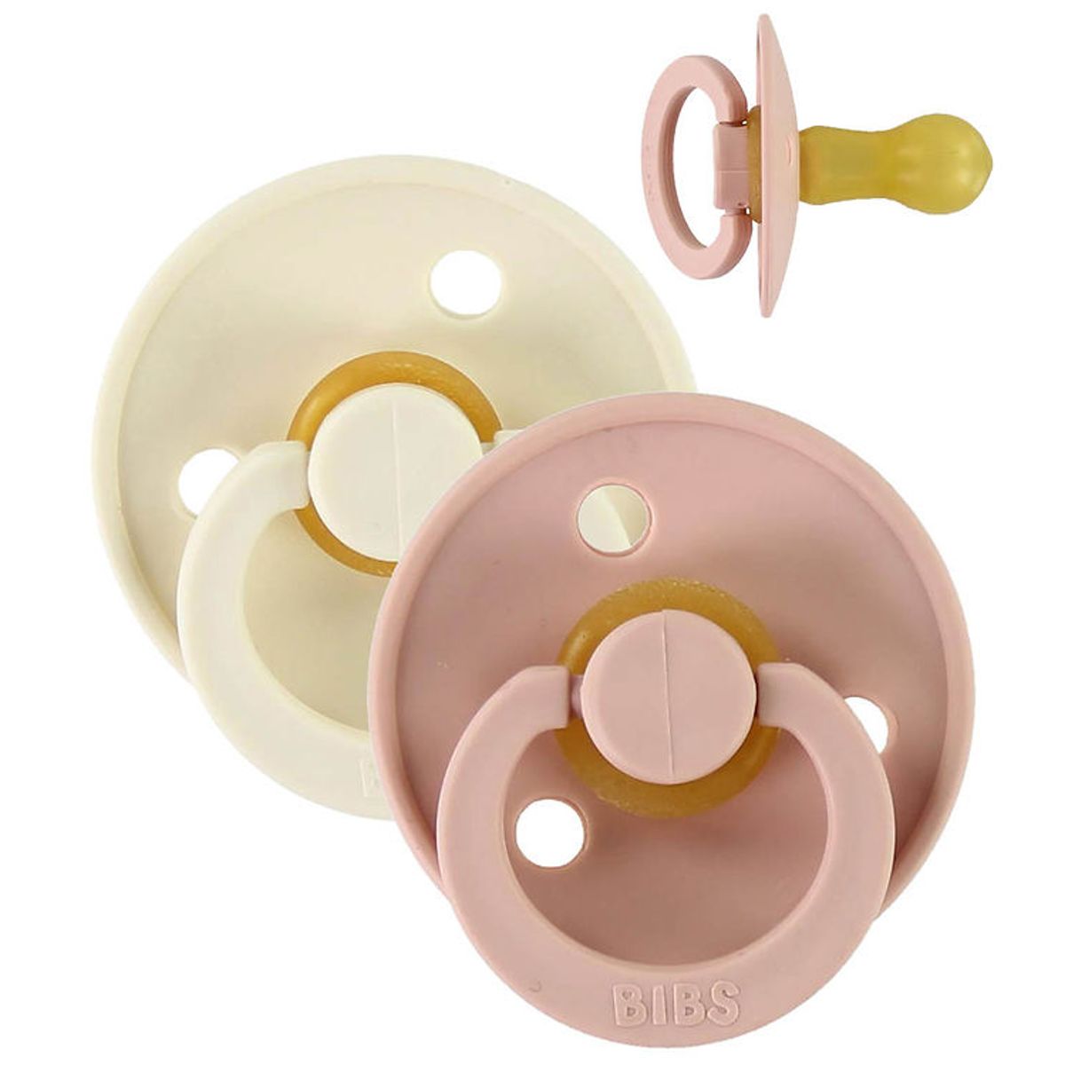 BIBS Colour Sutter - Str. 2 - 2-pak - Rund - Ivory/Blush