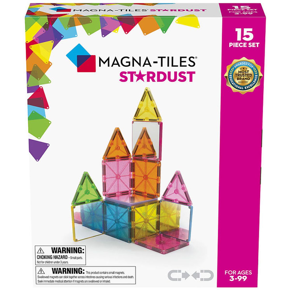 Magna-Tiles Magnetsæt - 15 Dele - Stardust Glitter & Spejle