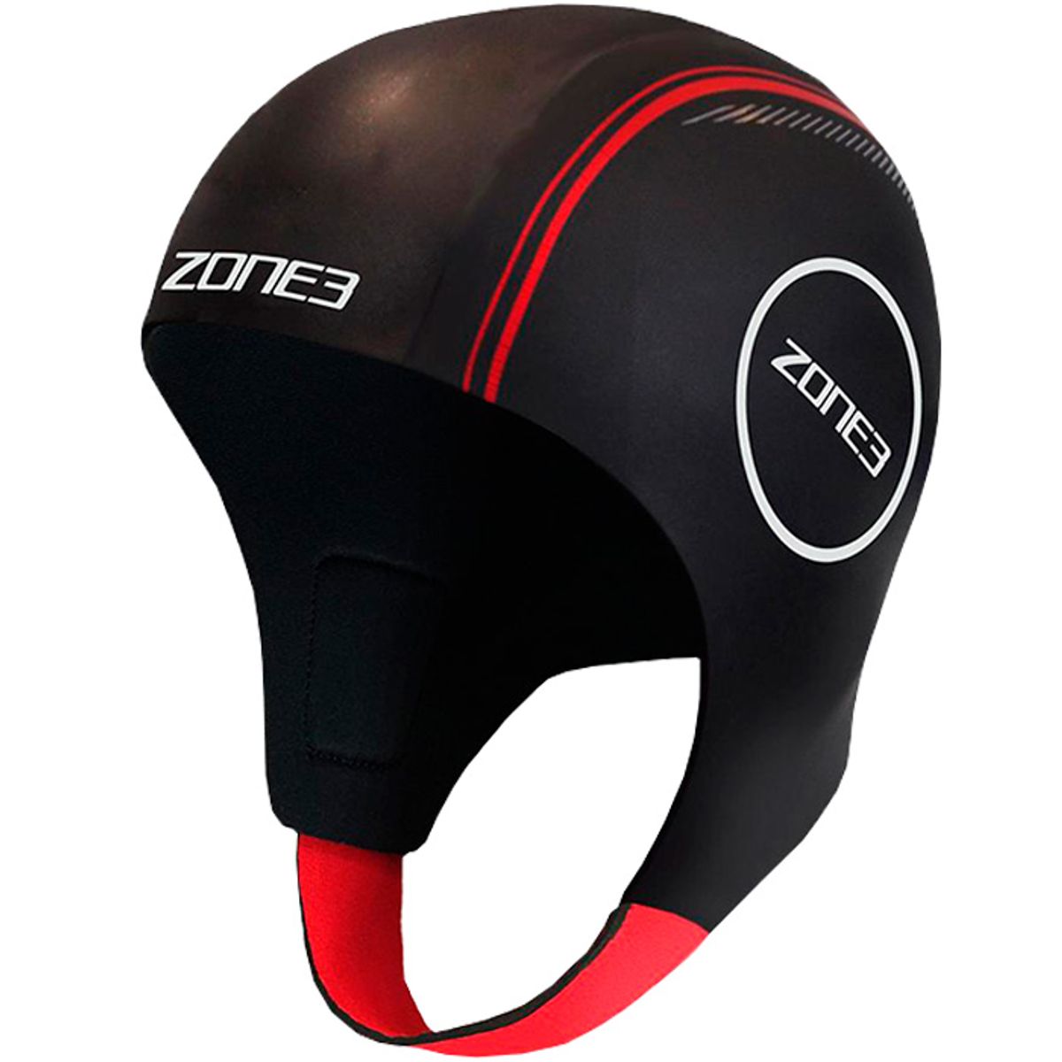 ZONE3 Rød/Sort Neopren Swim Cap-S Sort/Rød