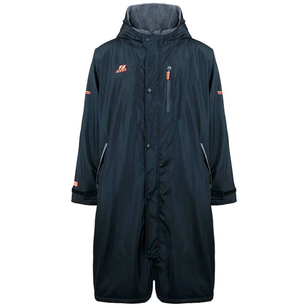 ZONE3 Oversized Heat-Tech Fleece Robe - Poncho -Sort / Orange-XS