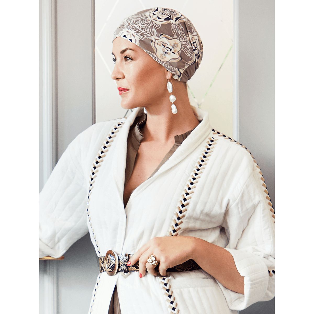 Amia Turban | Beige Ornaments