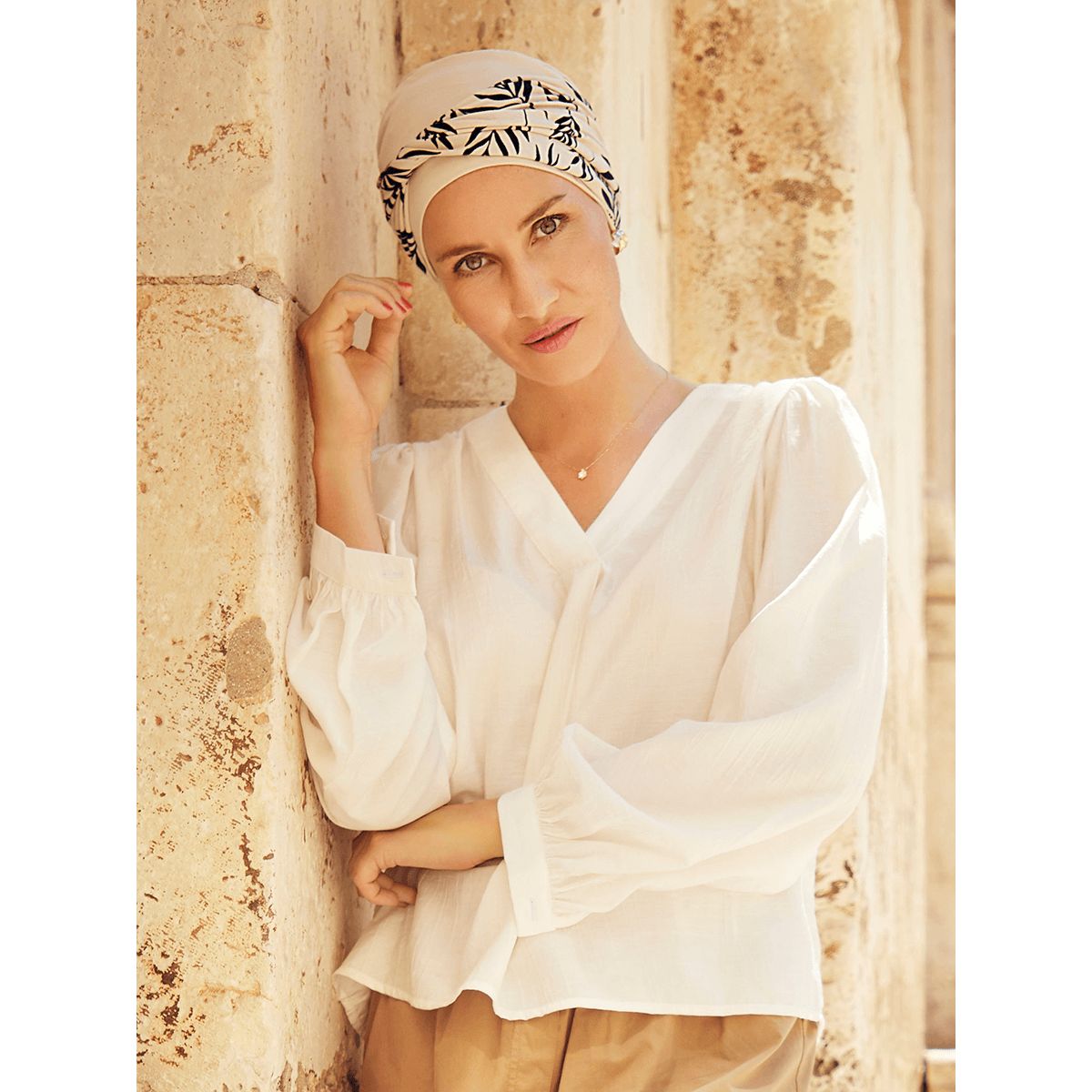 Shakti Turban | Perfectly Pale w/Leaf