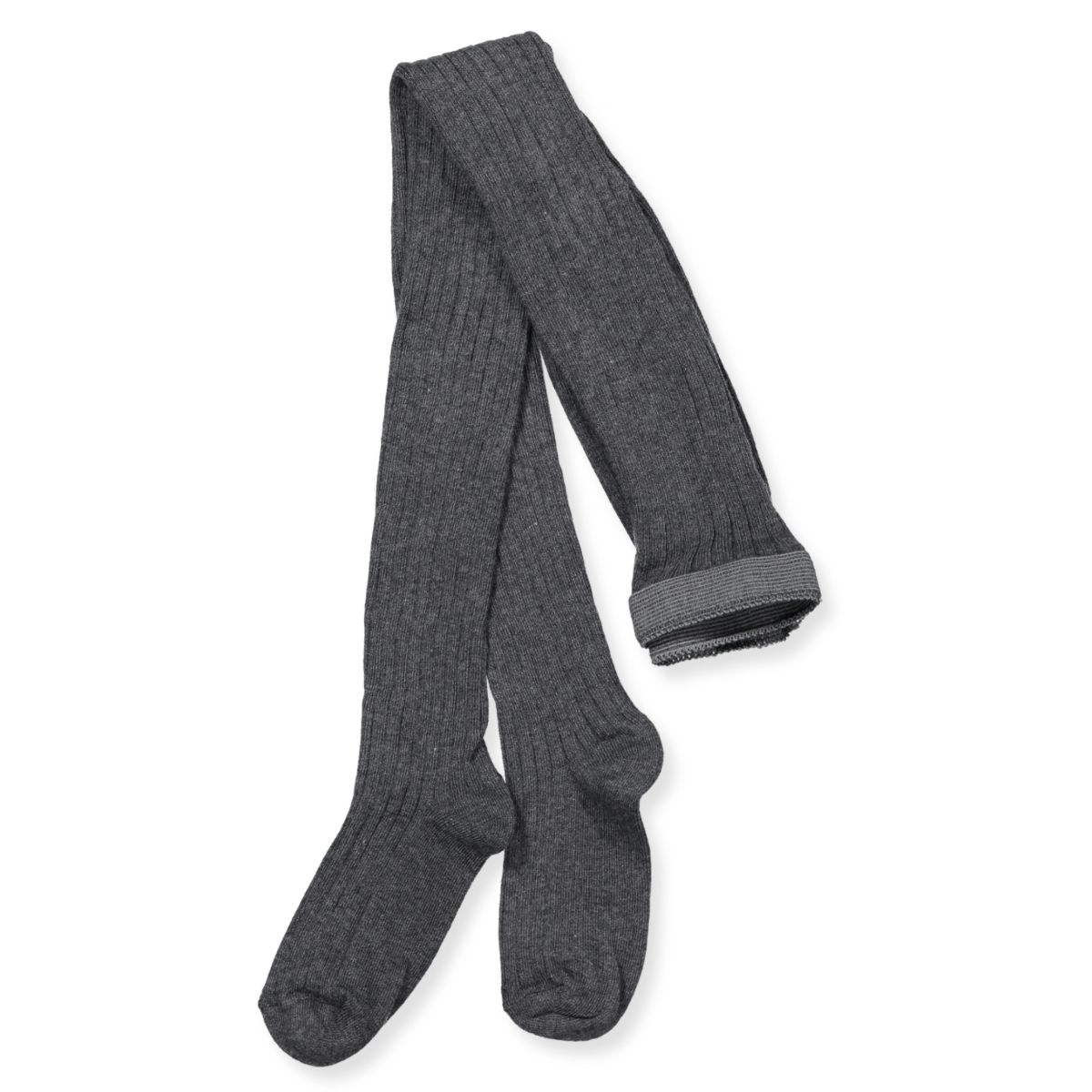 Dark grey melange rib strømpebukser (80 cm)