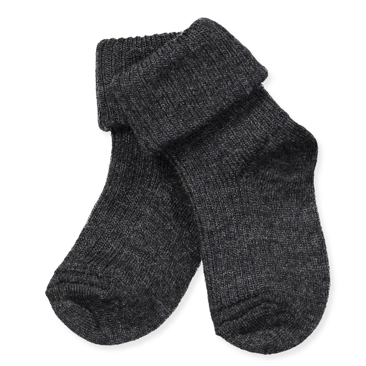 Dark grey melange uld babystrømper (19-21)