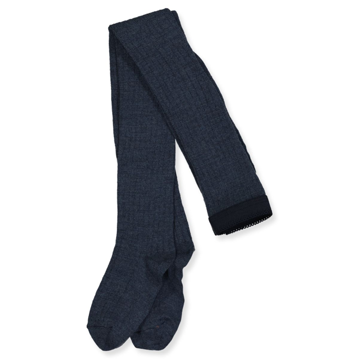 Dark denim melange uld strømpebukser (140 cm)