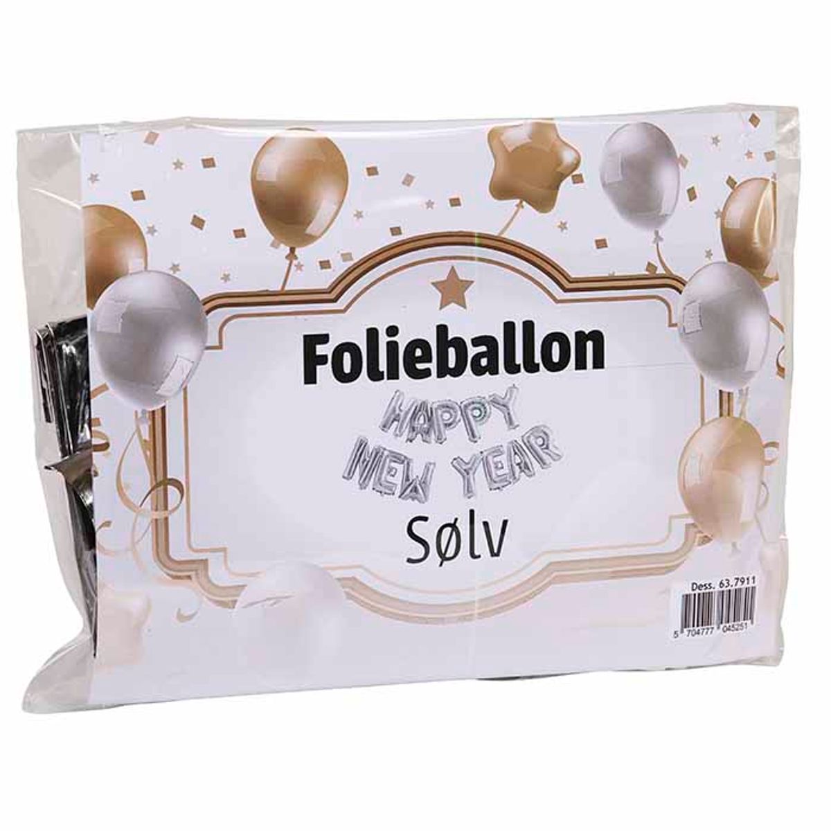 Ballon - Happy New Year - sølv - 35 cm. ...