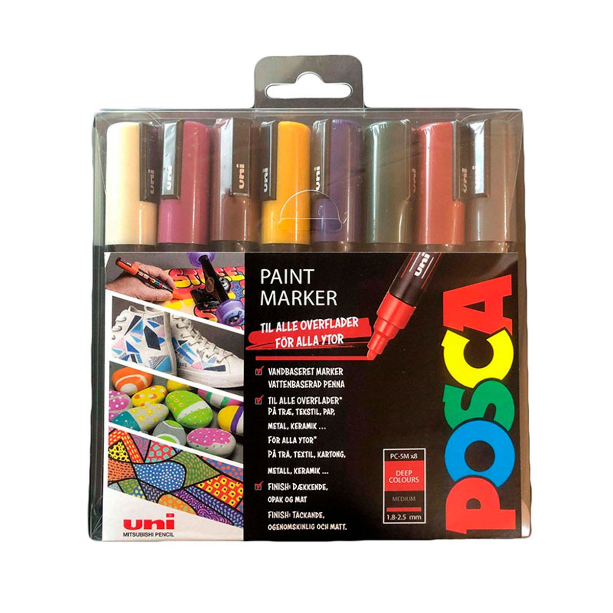 Uni Posca 8 stk. Dybe farver / PC5Mx8