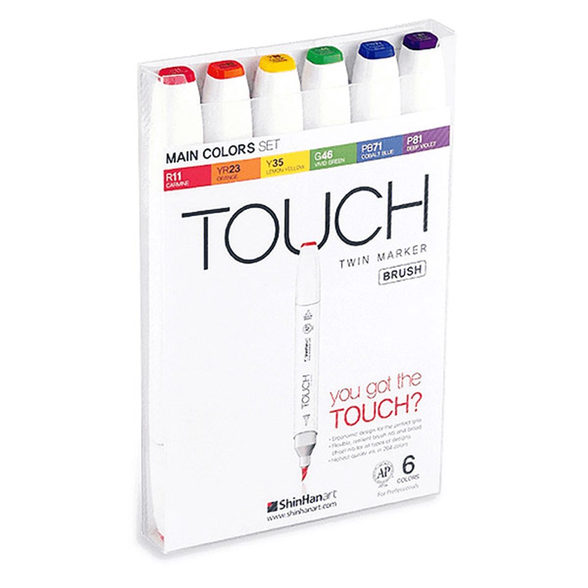 Touch Twin Marker Brush - sæt m/6 populæ...