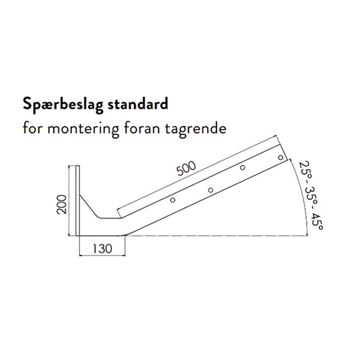 Spærbeslag til tagspær - vælg imellem 3 ... 25 grader