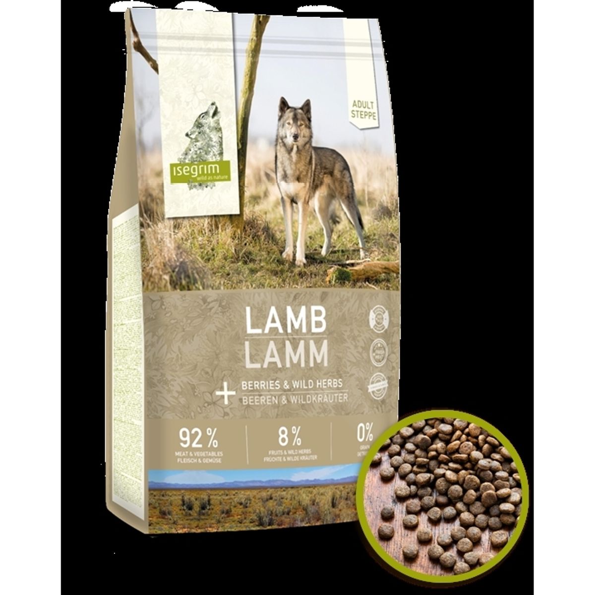 Isegrim Adult Steppe tørfoder, Lamb, 12 kg