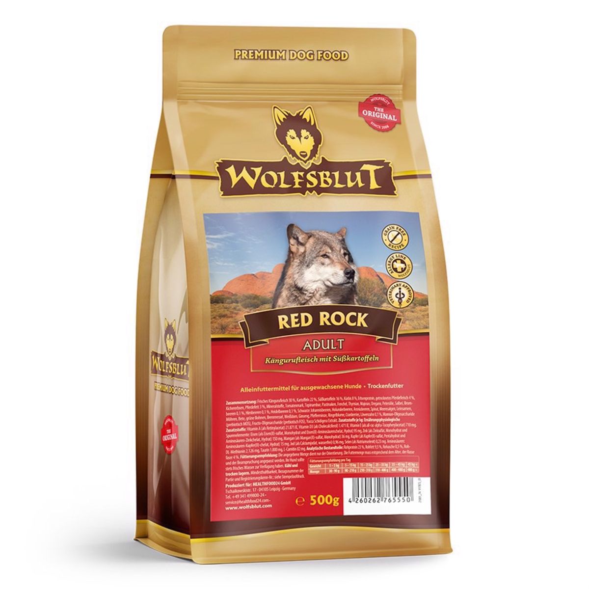 WolfsBlut Red Rock Adult hundefoder med kænguru, 400g