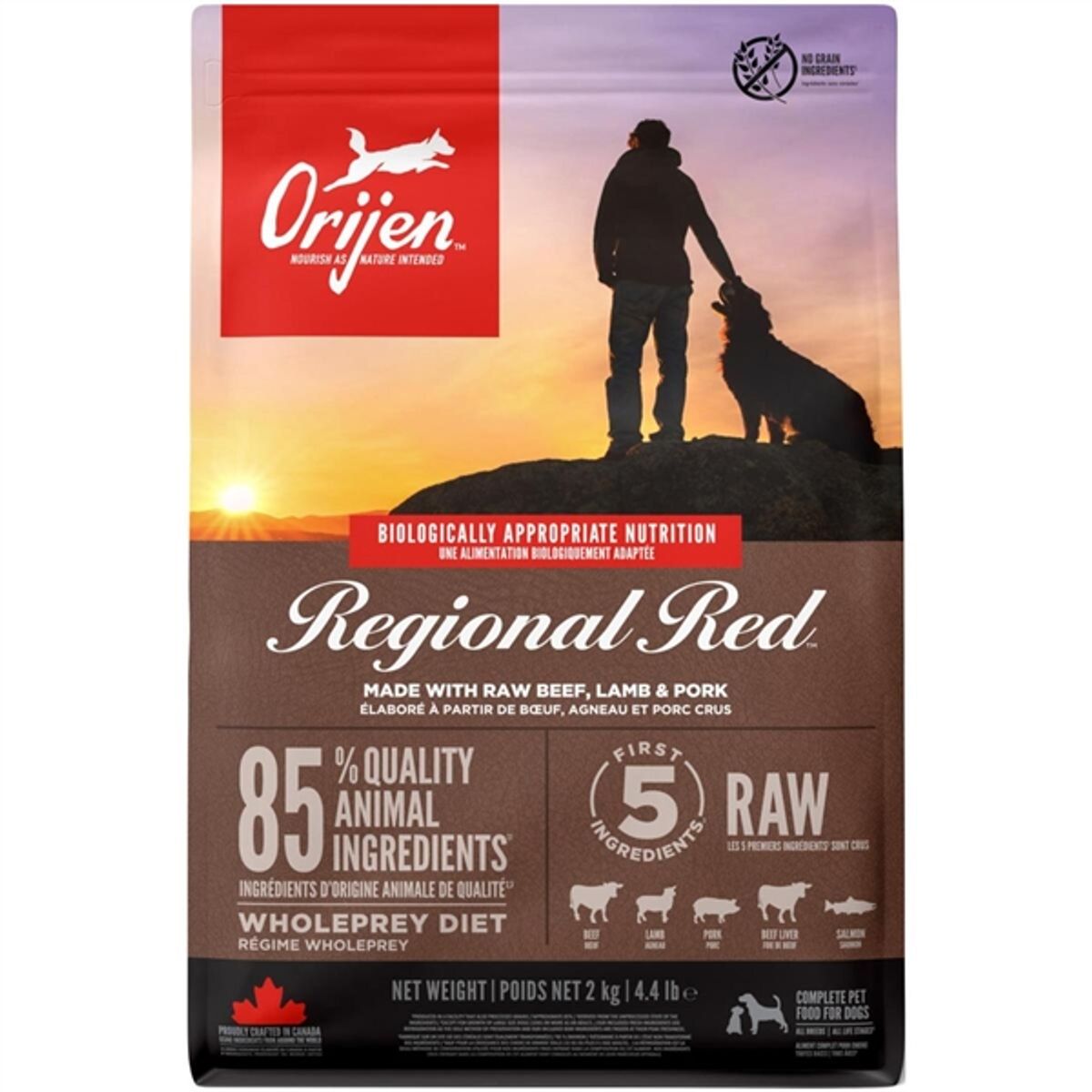 Orijen Regional Red med okse, vildsvin og lam, 2 kg