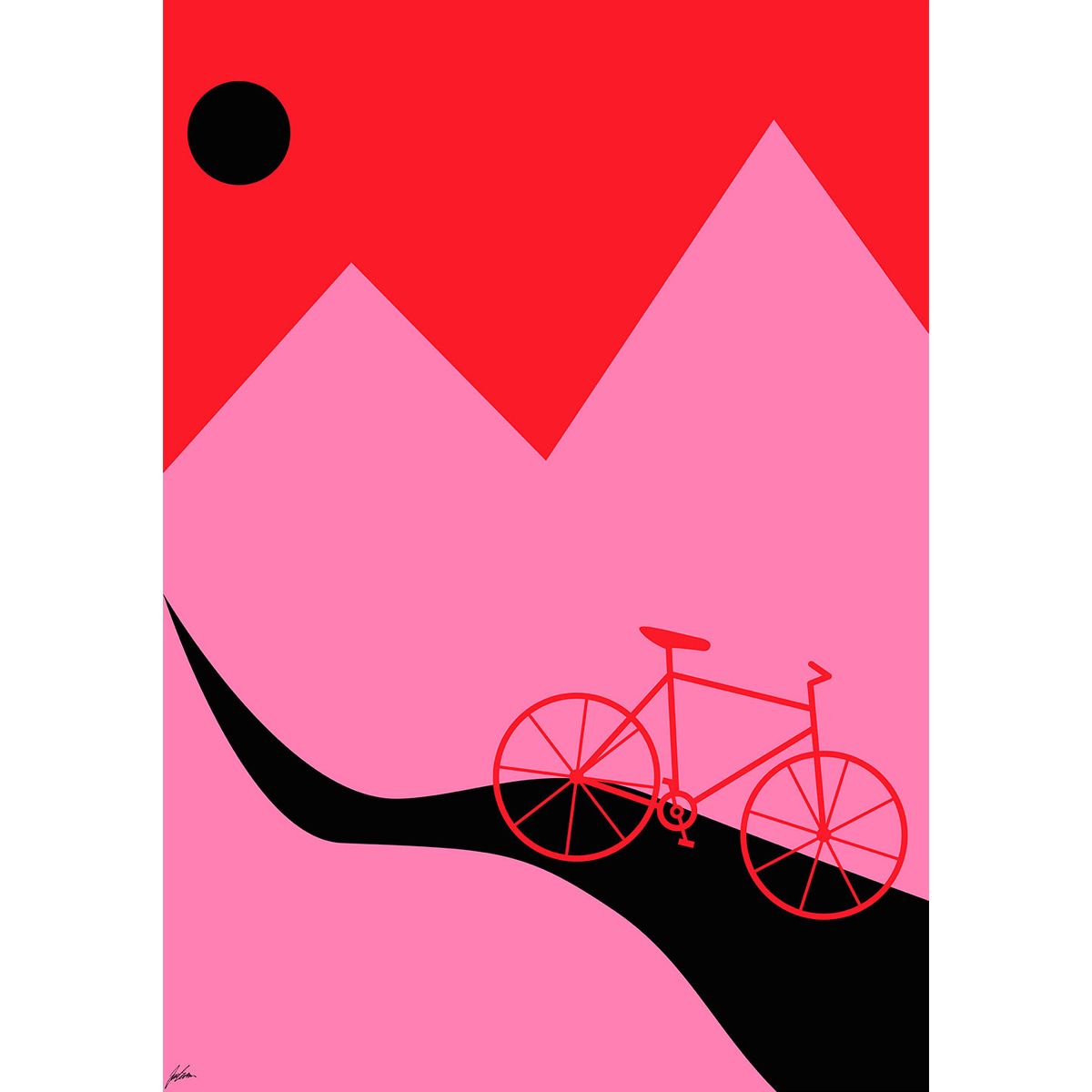 Mountainbike Pink af Justesen Plakater