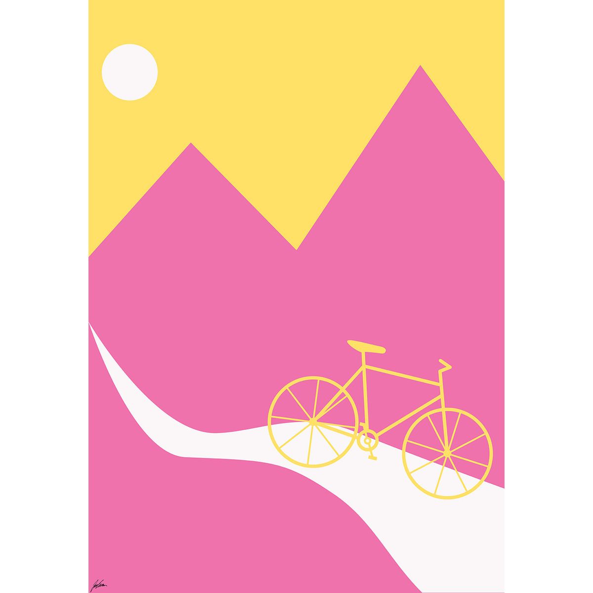 Mountainbike Yellow af Justesen Plakater