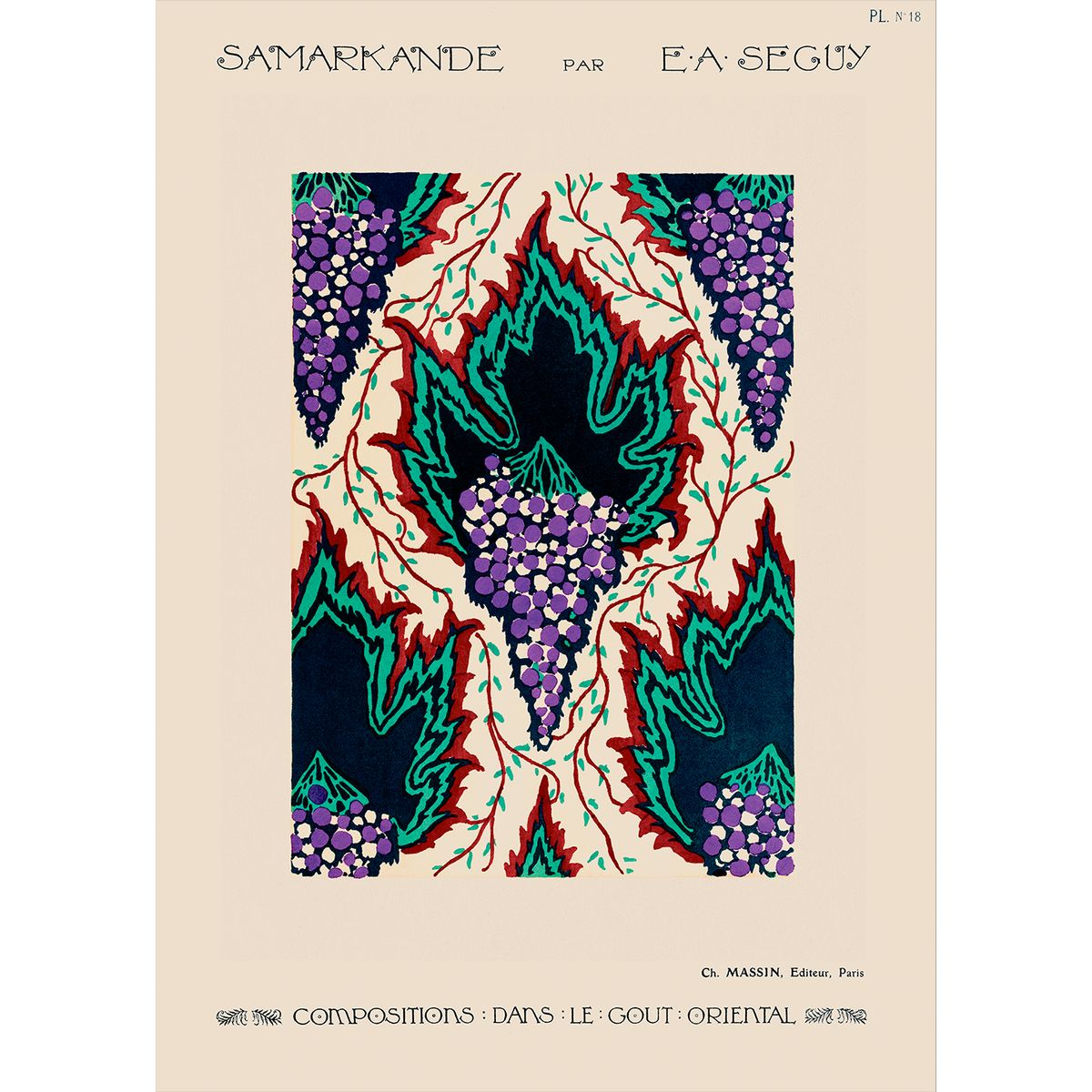 Botanical Pochoirc Pattern In Art Nouveau Style af Plakatwerket