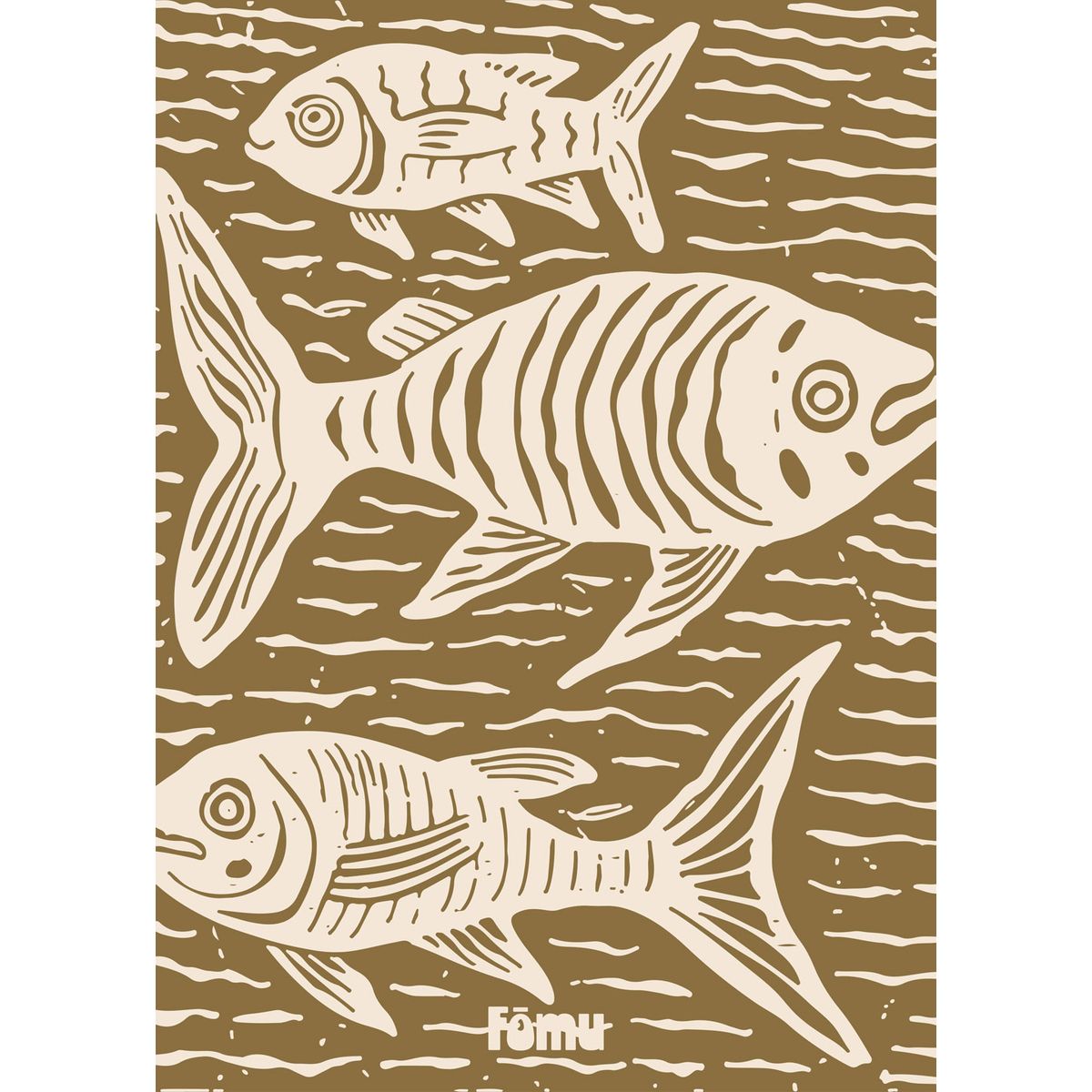 Fishes Lino 2 af Fōmu Illustrations