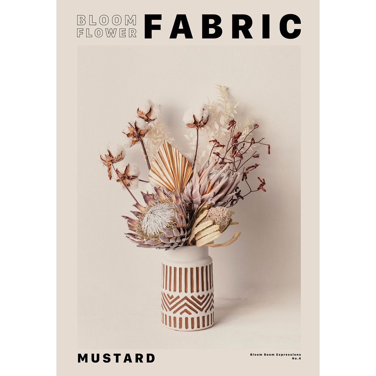 Flower Bloom Fabric Mustard af Plakatwerket