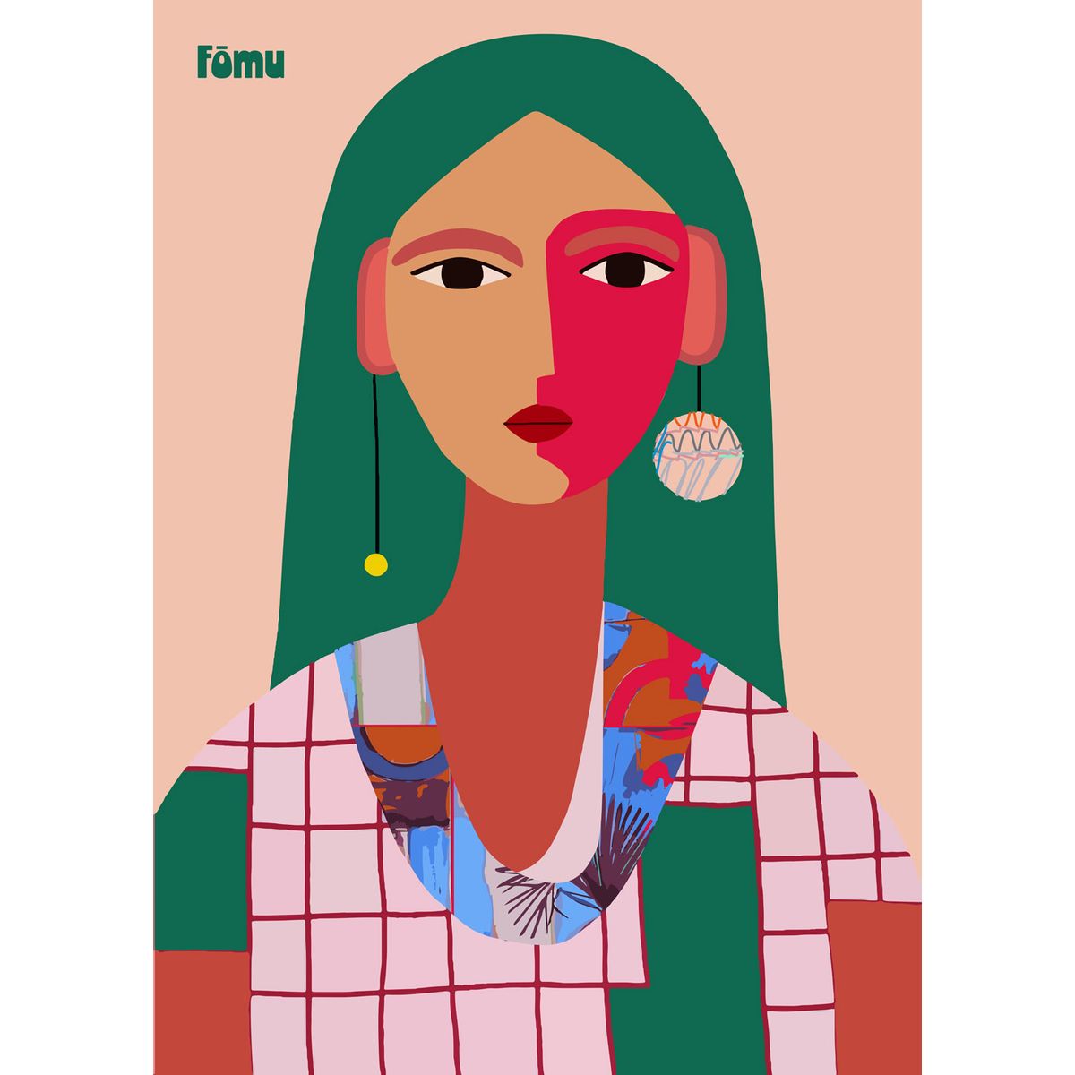 Woman green hair af Fōmu Illustrations