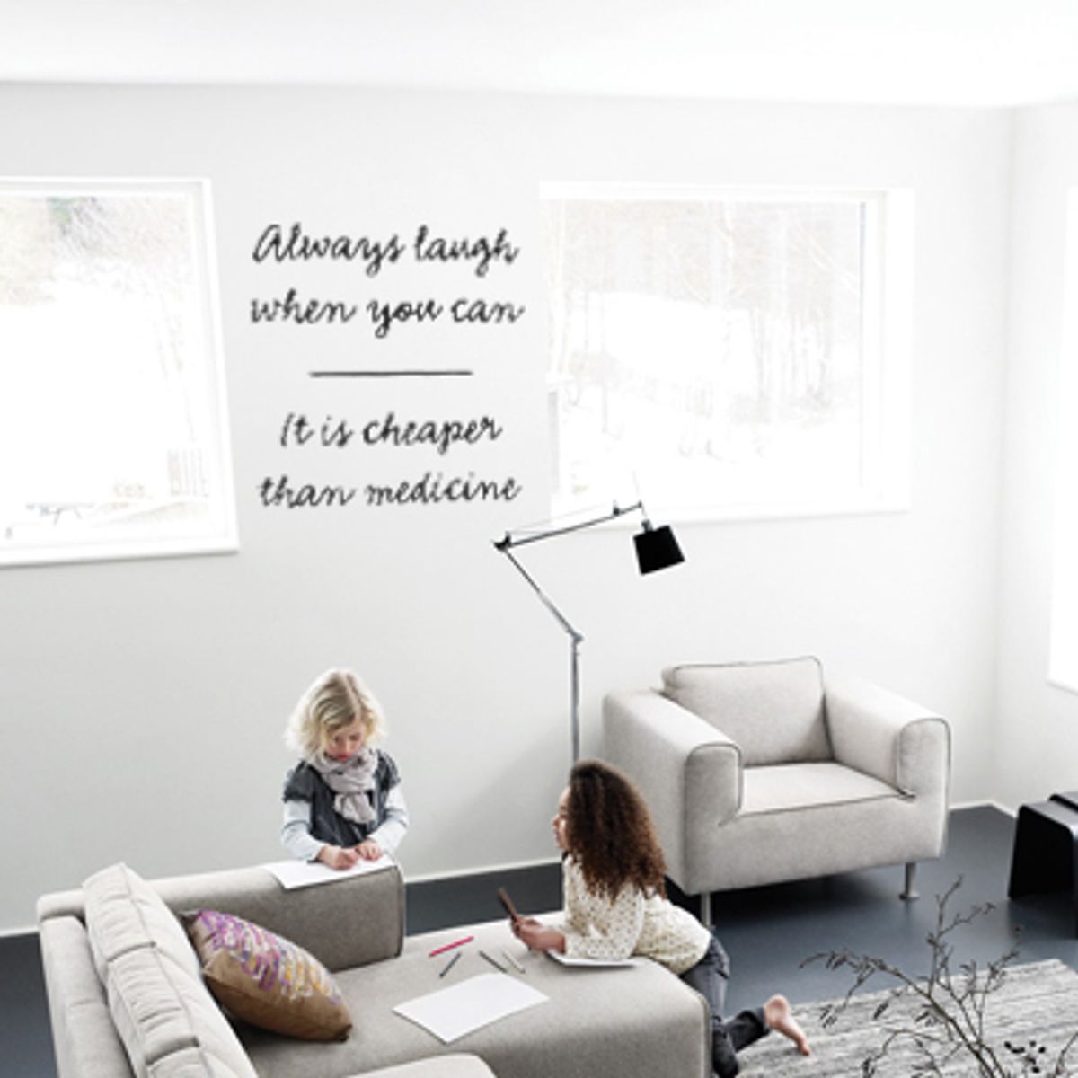 Always laugh wallsticker af Alan Smithee, 50x50 cm