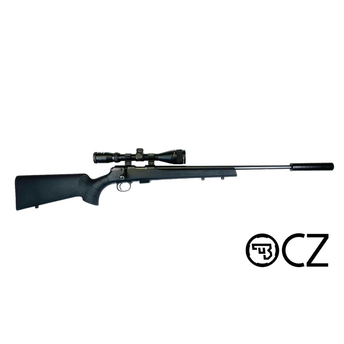 CZ 457 salonriffelpakke med kikkert / lyddæmper kal. 22 eller 17 hmr-22 LR