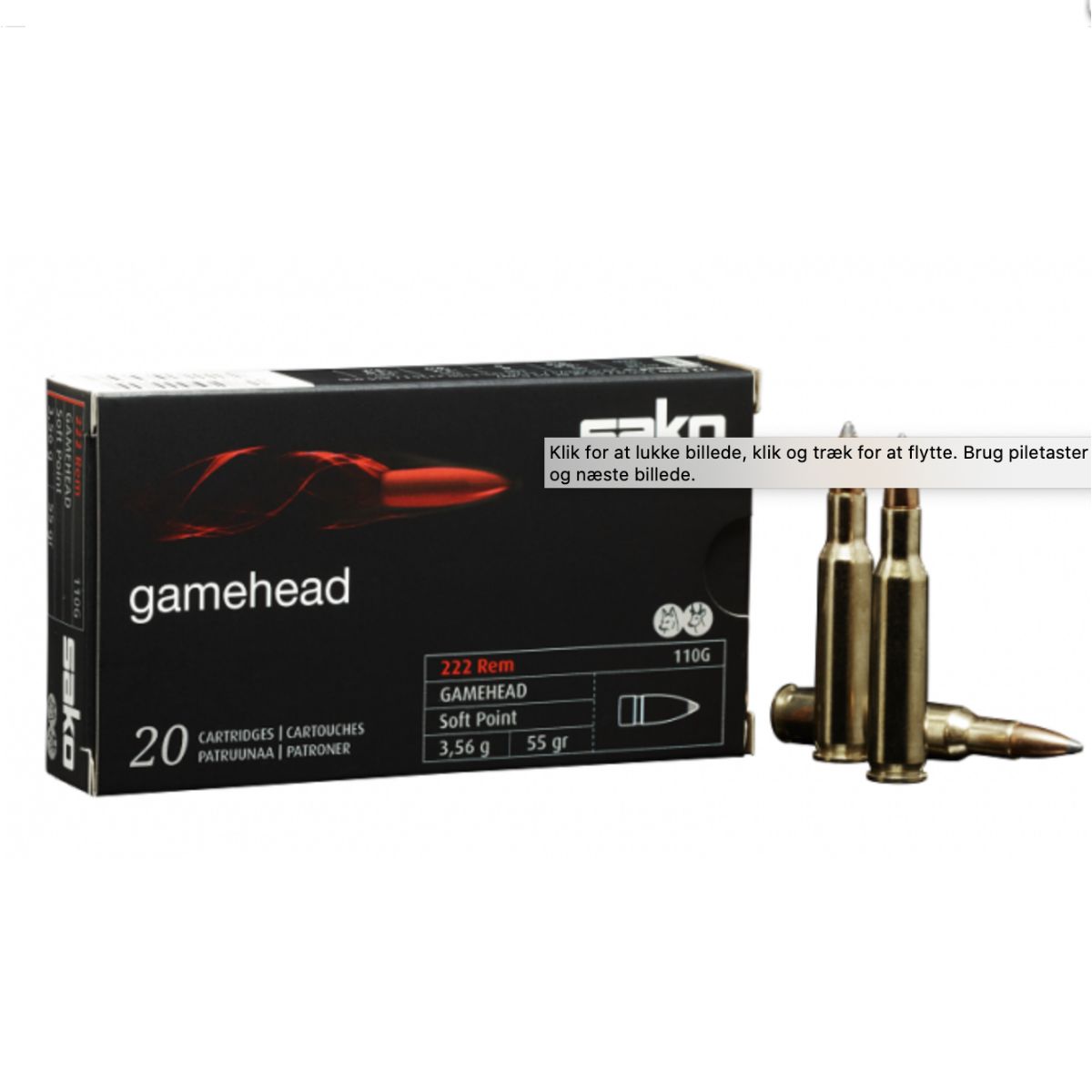 Sako 222 rem Gamehead 3,2 gram 20 stk