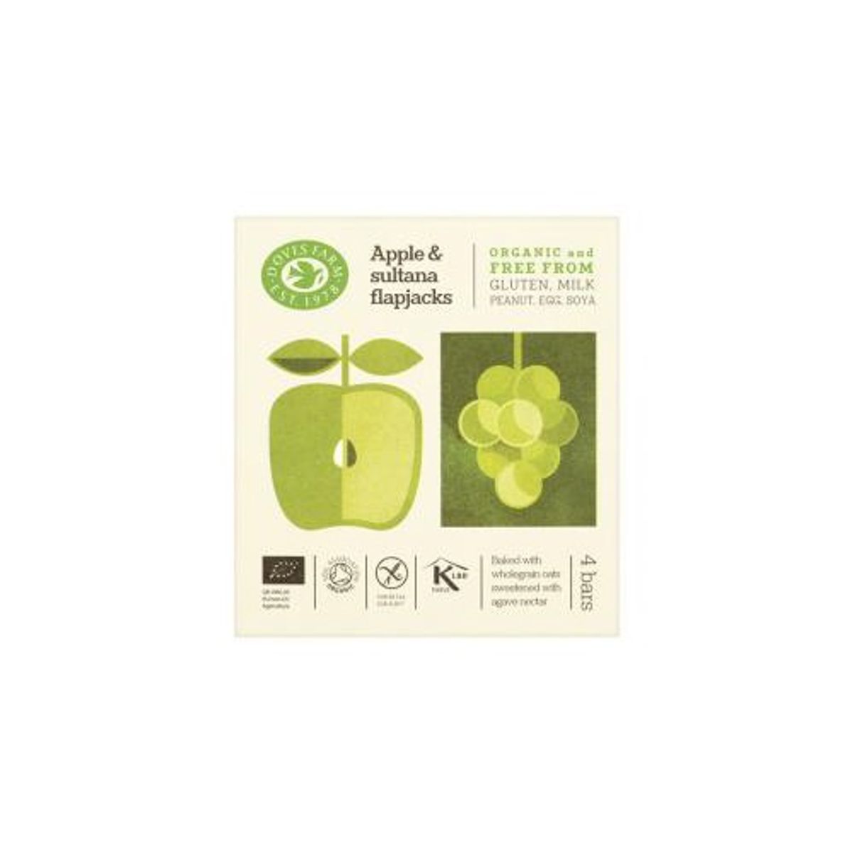 Apple & Sultana Flapjack Økologisk 4 pak - 140 gram - Doves - Mindst holdbar til : 01-05-2025