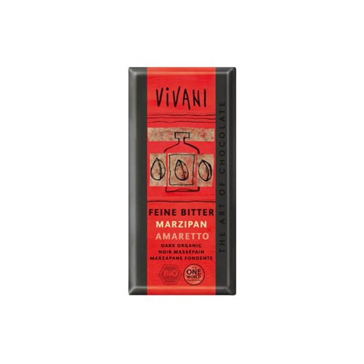 Vivani mørk marcipan amaretto Økologisk - 100 gram - Vivani