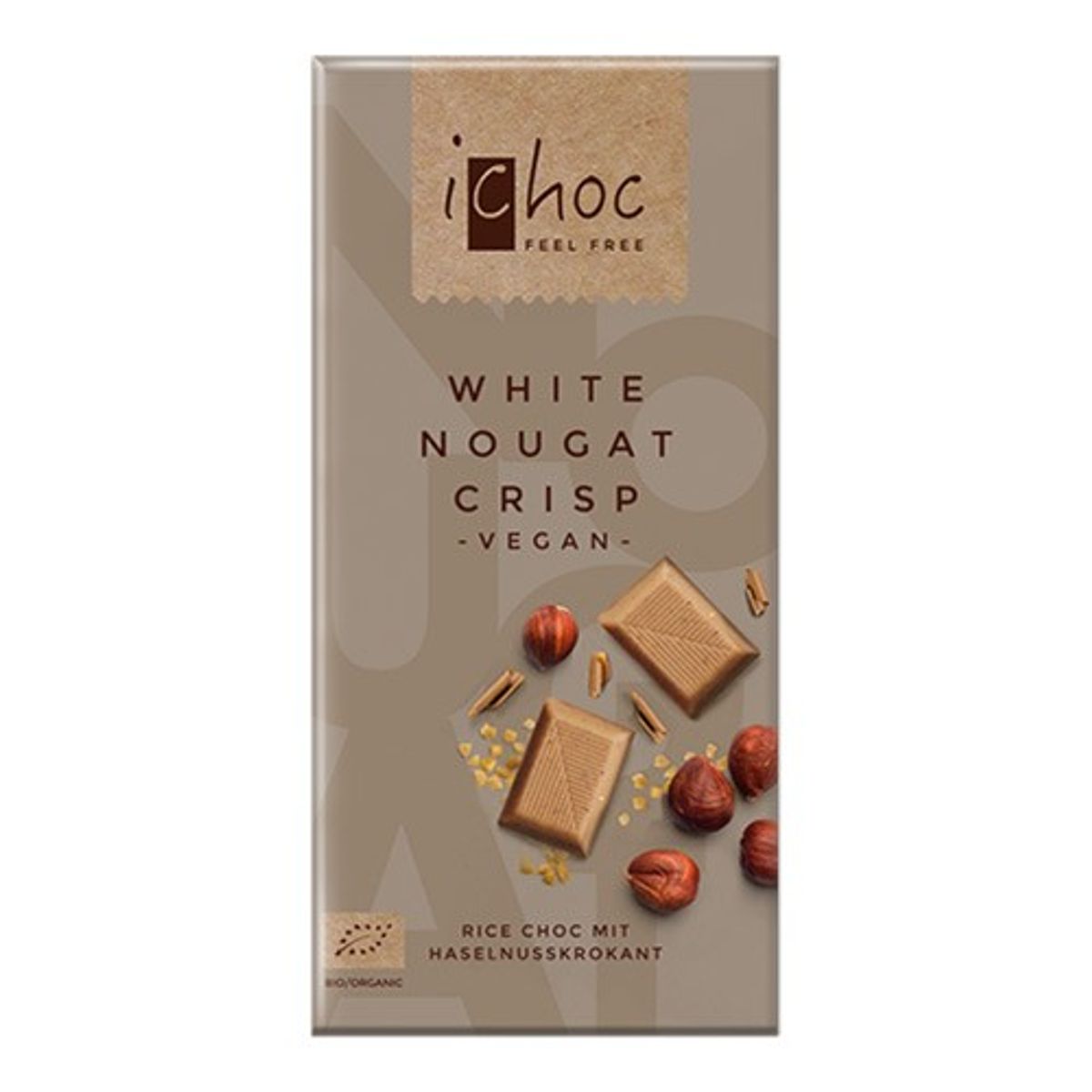 Hvid nougat crisp Økologisk - 80 gram - Ichok