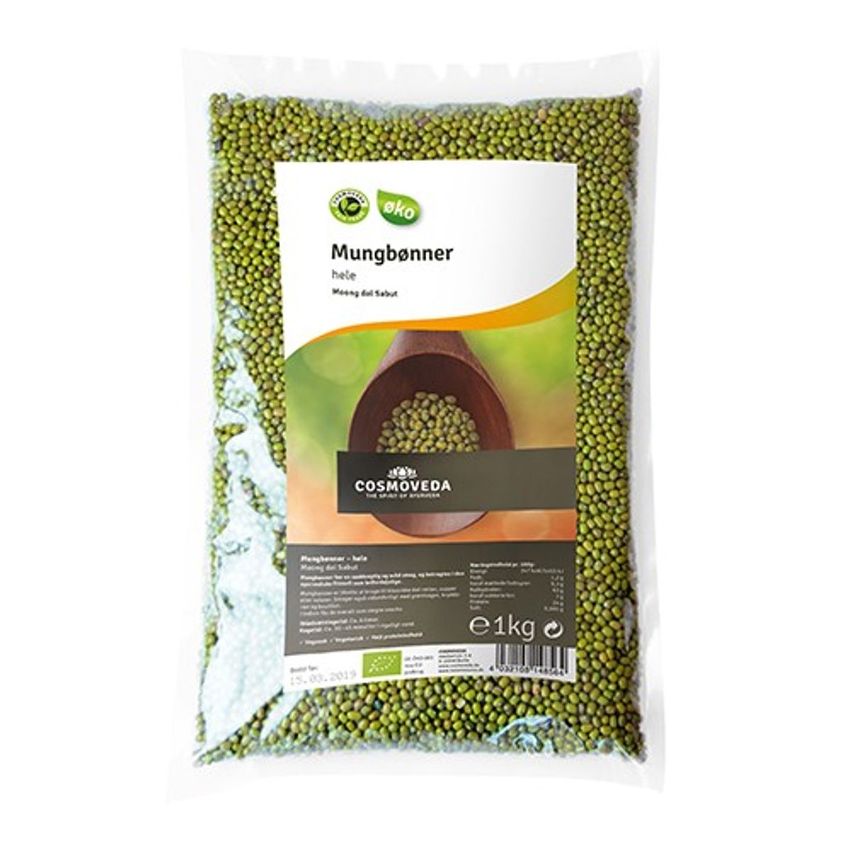 Mungbønner hele Økologisk - 1 kg - Cosmoveda - DISCOUNT PRIS