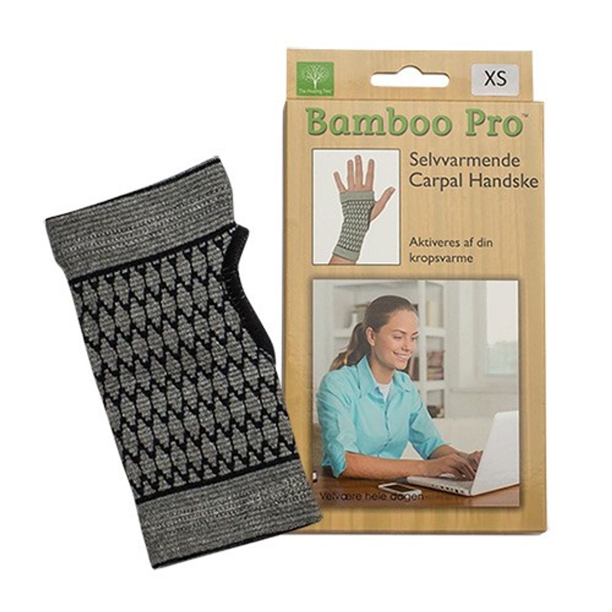 Carpal handske, selvvarmende Str. XS - 1 styk - Bamboo Pro