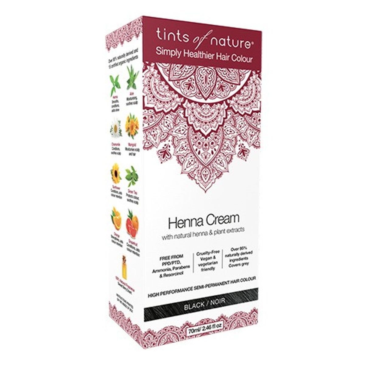 Hårfarve Henna Creme Black - 70 ml - Tints of Nature