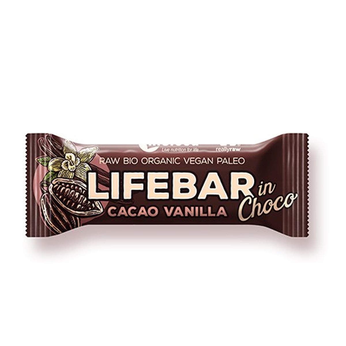 LifeBar InChoco Cacao Vanilla RAW Økologisk - 40 gram - Lifefood