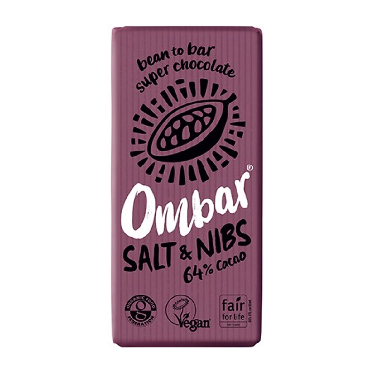 Ombar Salt & kakaonibs 64% kakao Økologisk - 70 gram - Ombar