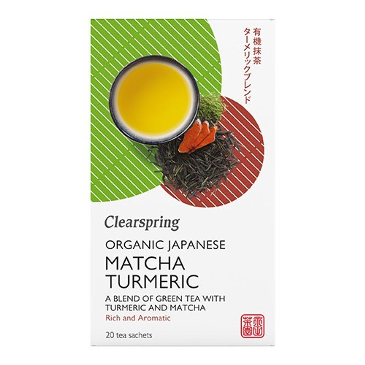 Grøn te m. Matcha & Gurkemeje økologisk - 20 breve - Clearspring