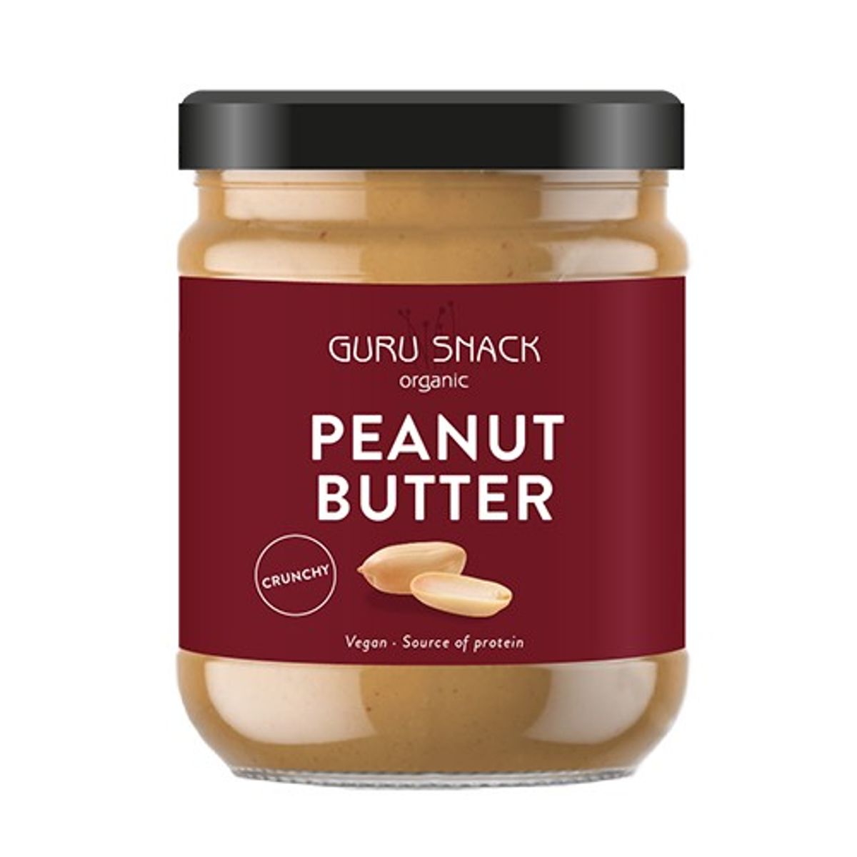 Peanutbutter Crunchy økologisk - 250 gram - Guru Snack