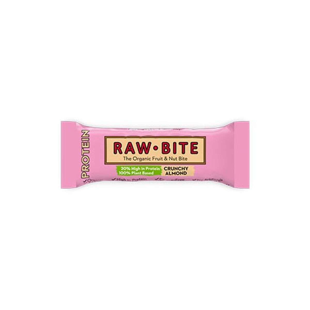 Rawbite Protein Crunchy Almond Økologisk - 45 gram - RawBite