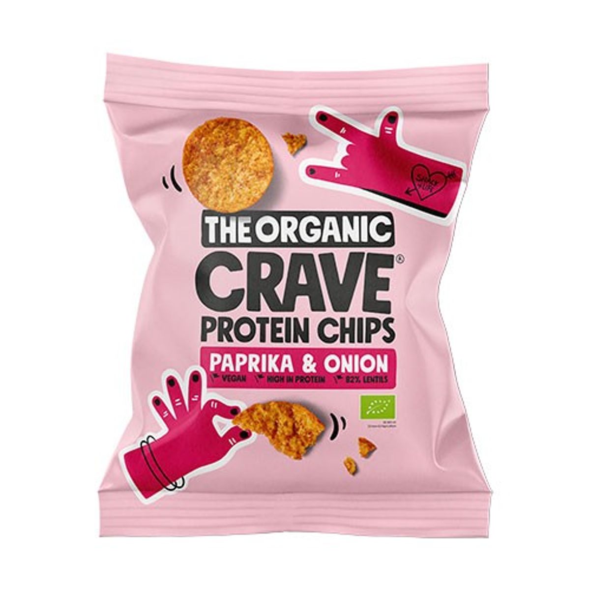 Veganske protein chips m. Paprika & onion Økologisk - 30 gram - The Organic Crave