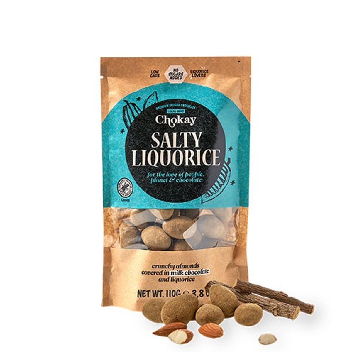 Snack bite Salty Licorice Chocolate Almonds - 110 gram - Chokay