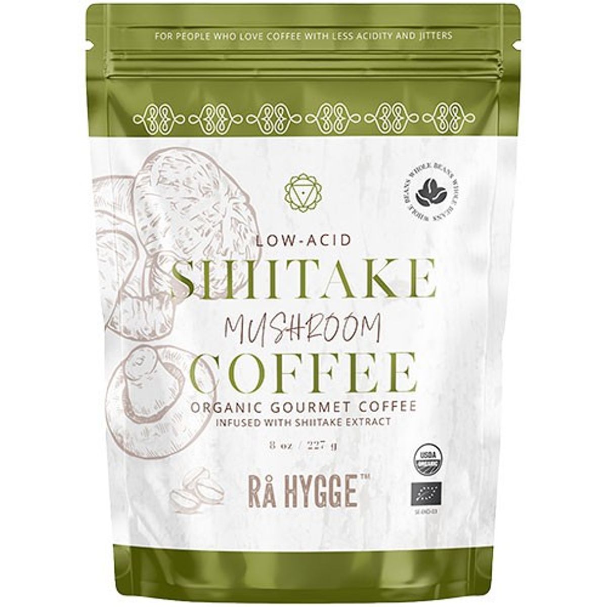 Kaffe m. Shiitake svampeekstrakt- hele bønner Økologisk - 227 gram