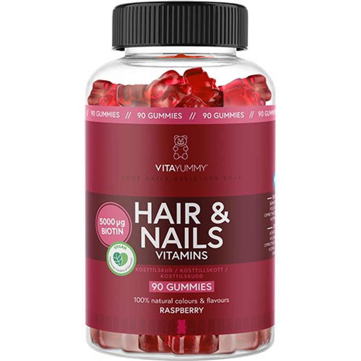 VitaYummy Hair & Nails (Raspberry) - 90 gum