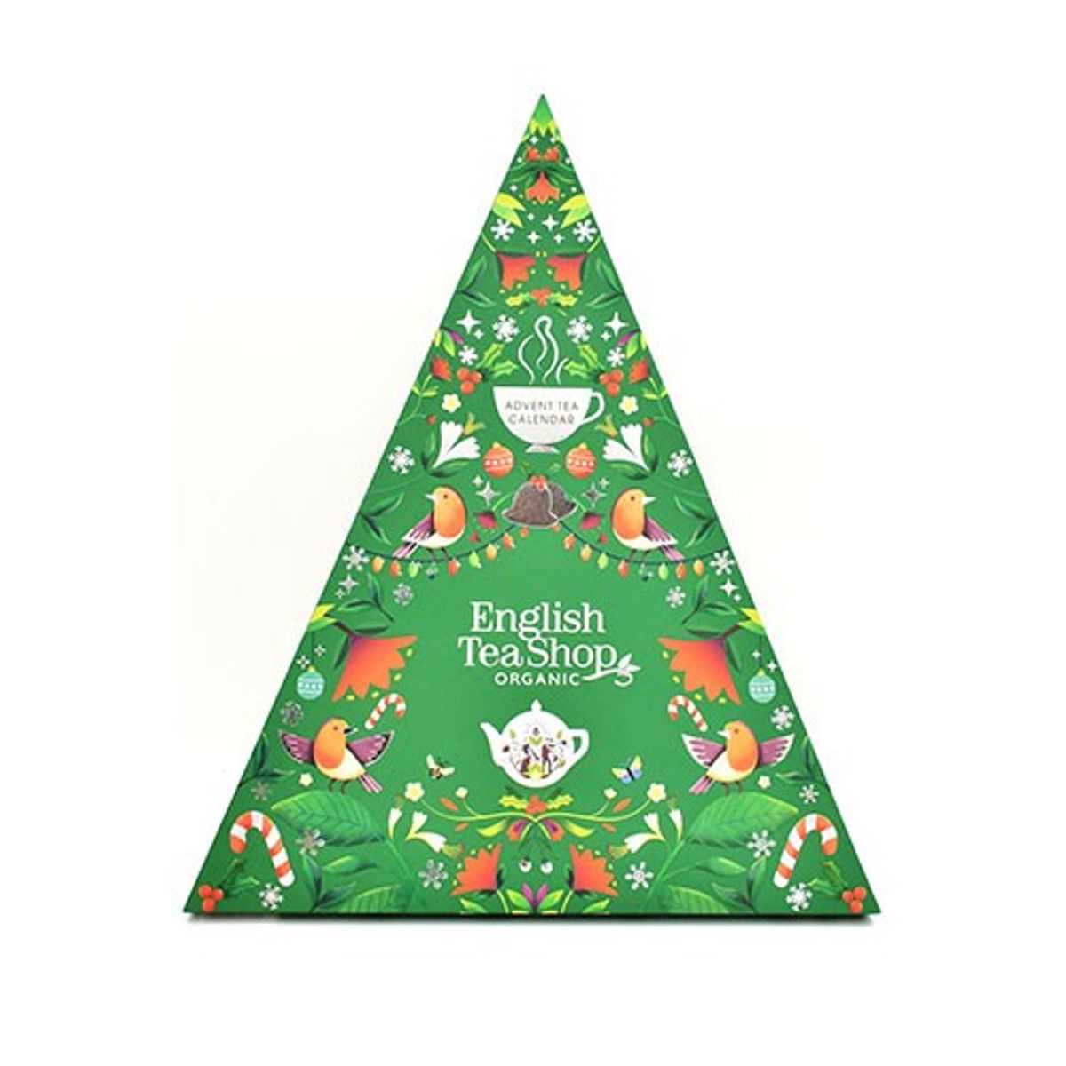 Triangular tejulekalender grøn Økologisk - 25 breve - English Tea Shop