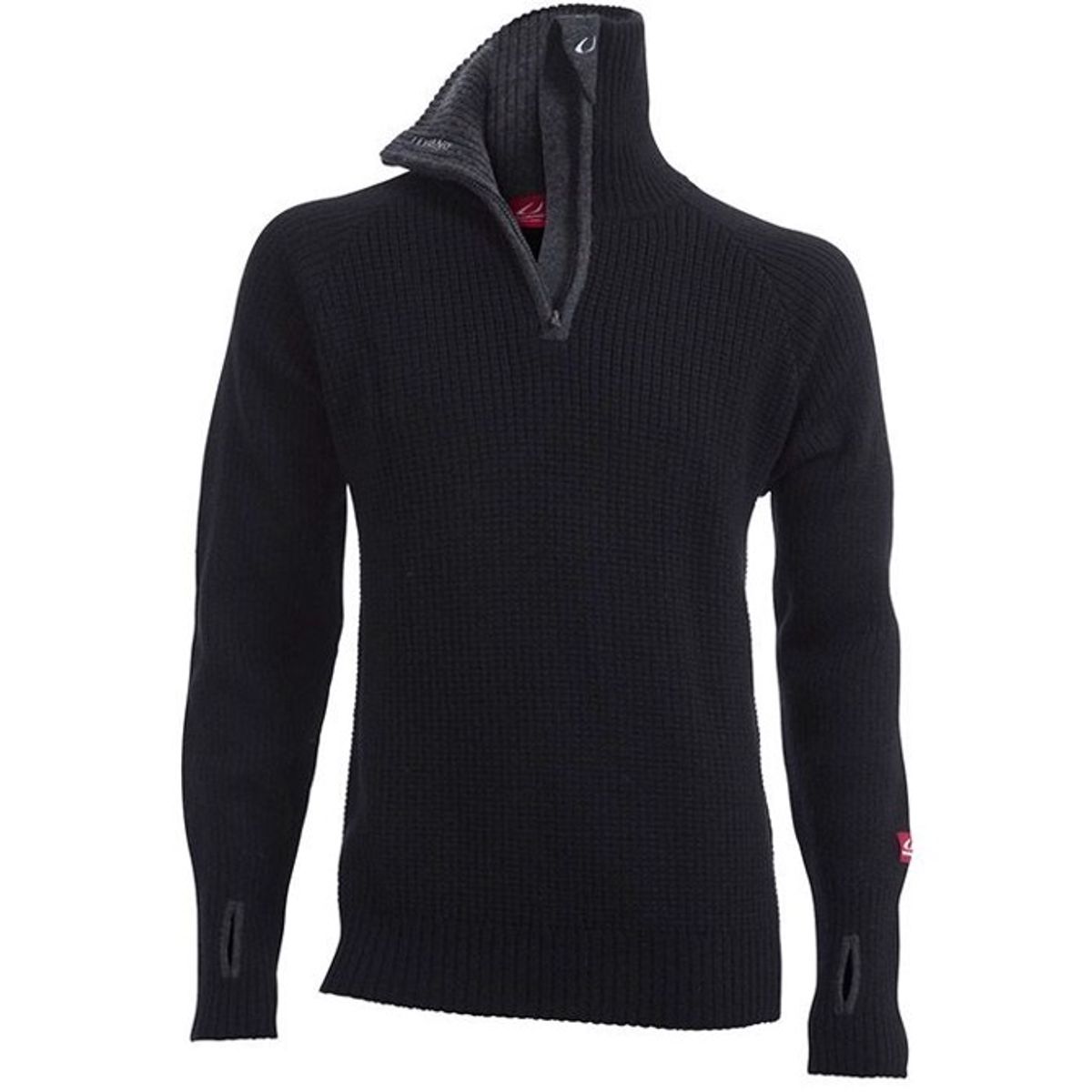 Ulvang Rav sweater w/zip uldtrøje-Sort/Sort melange-L - Trøjer