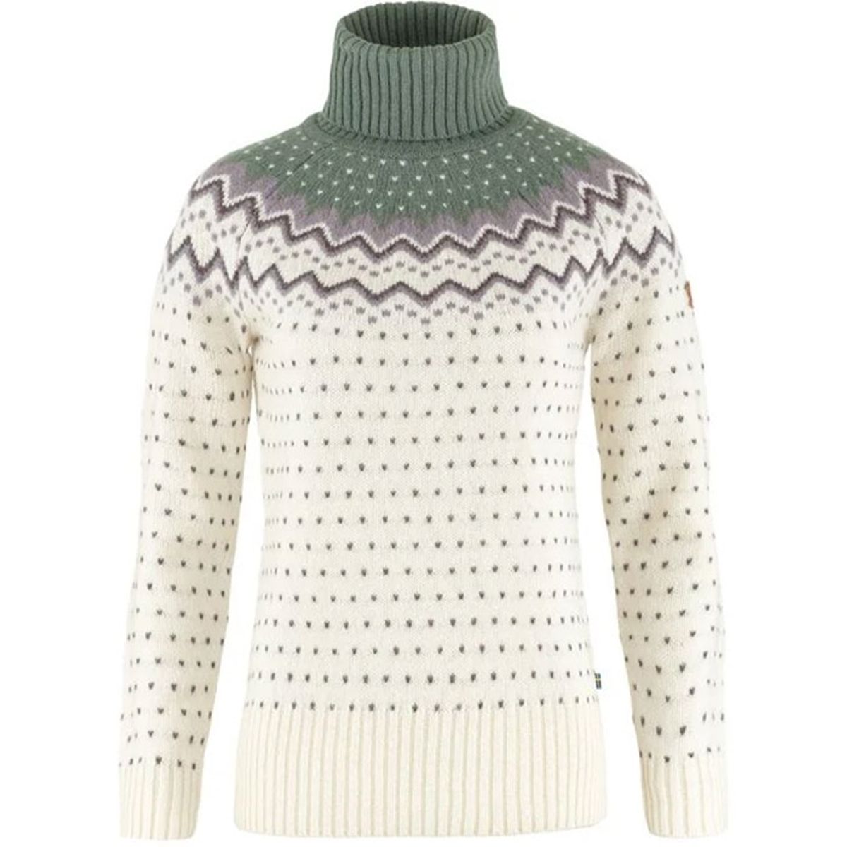 Fjällräven Övik Knit Roller Neck Woman-chalk Hvid / patina Grøn-XL - Trøjer