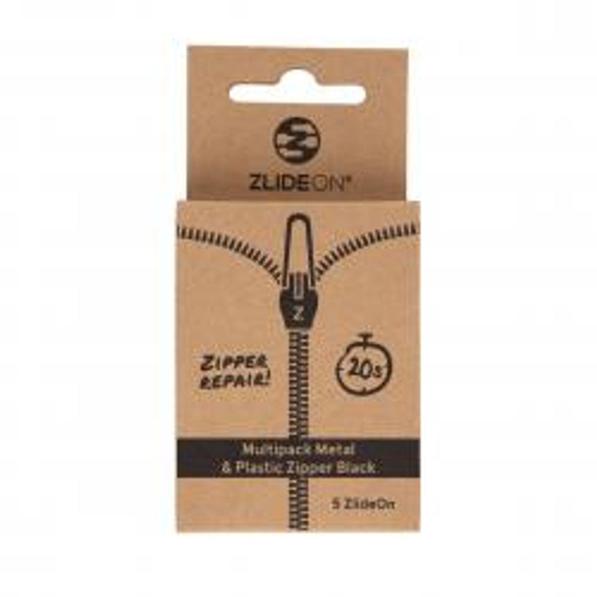 Zlideon Multipack Normal Plastic & Metal Zipper - Black - Str. XS-XL - Lynlås