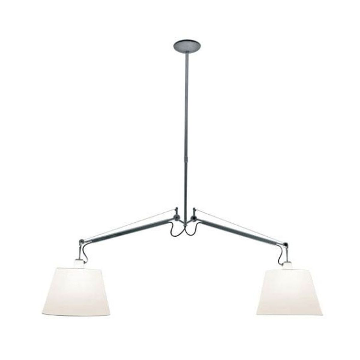 Tolomeo Sospensione Basculante 2 Bracci, Ø42 grå satin