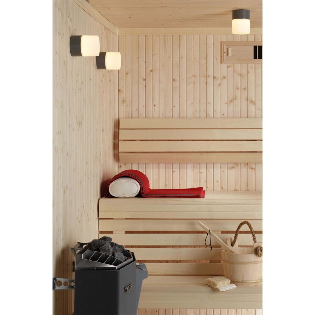 Opus 100/125 Sauna loftlampe / væglampe, grå