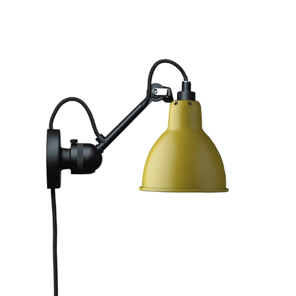 Lampe Gras No 304CA Væglampe, sort/gul