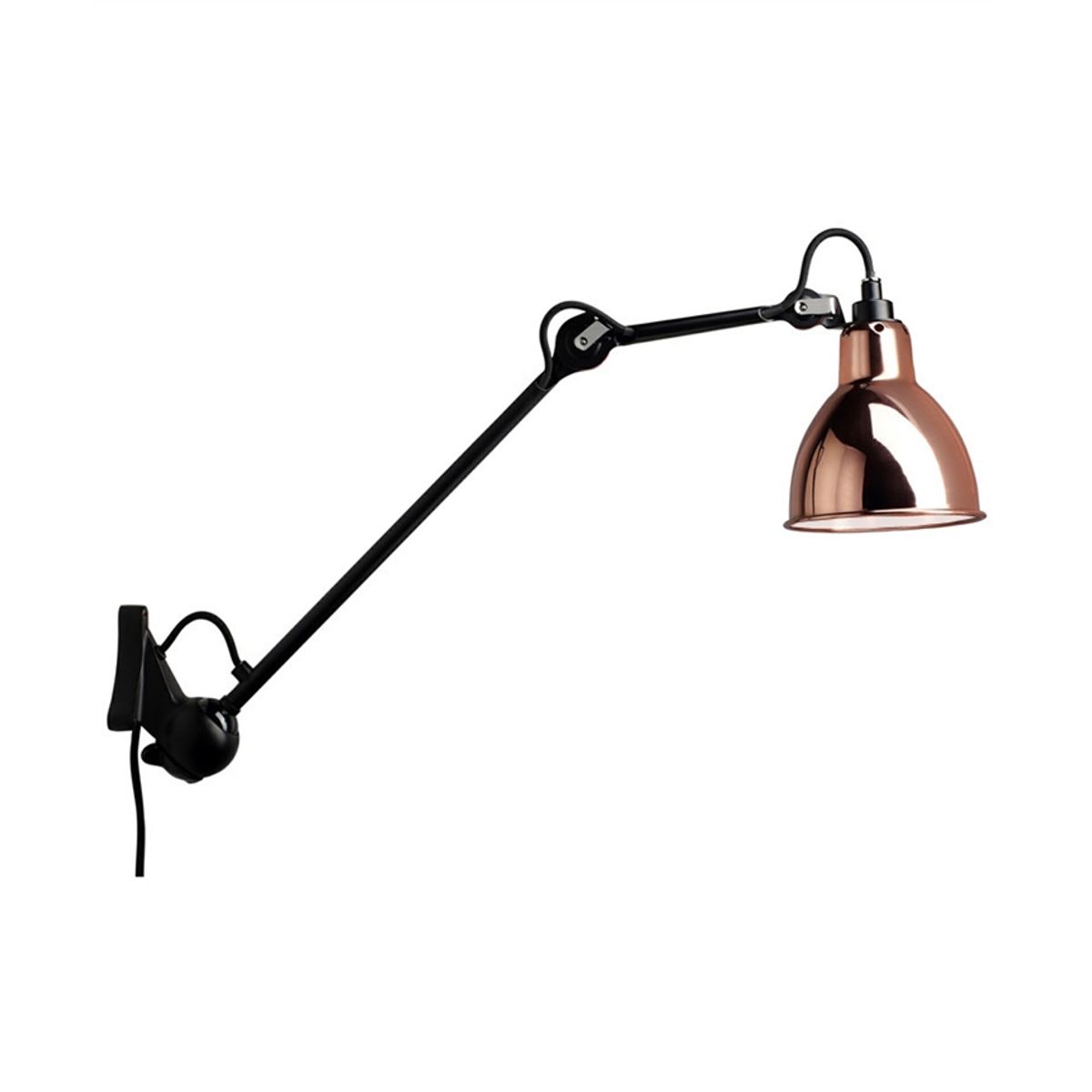 Lampe Gras No 222 væglampe, sort/kobber/hvid