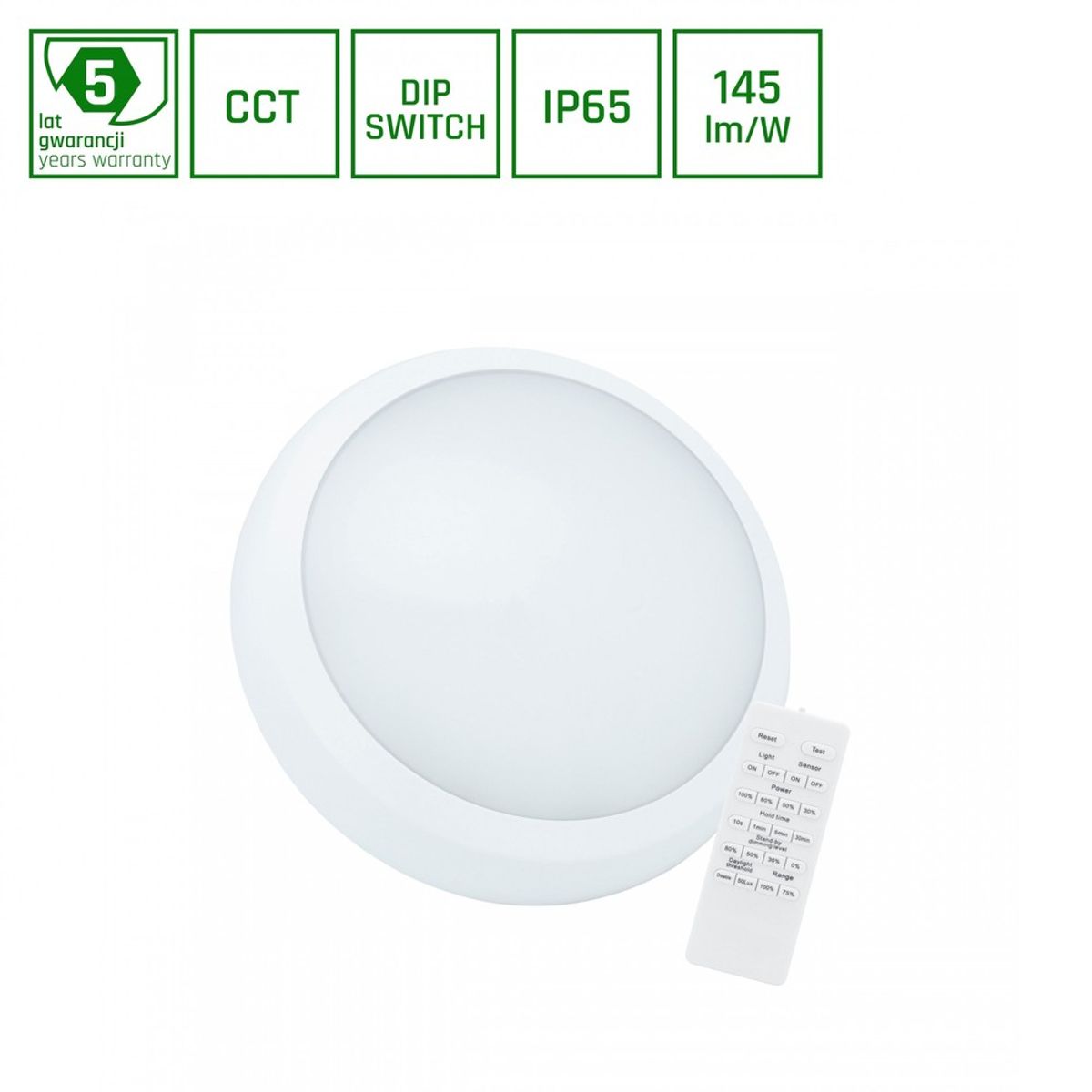 Nymphea City Pro 18/24W 230V - CCT 120°, IP65, IK08, Ø320x80mm, Hvid, Rundt, Pendel, Fjernbetjening - Dæmpbar : Ikke dæmpbar